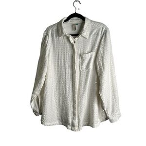 Anthropology pilcro white button down sequins top size 1x